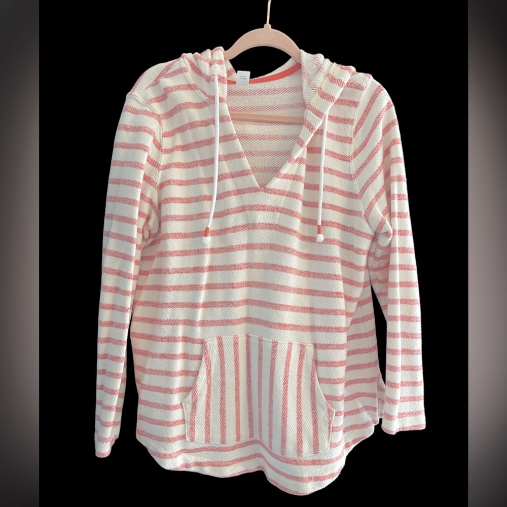 Old Navy, coral and cream, hooded pullover.